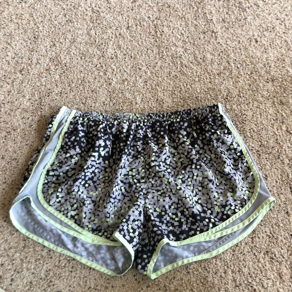 Nike Dri-Fit Gray & Lime Green Boxed Print Athletic Shorts Size XL